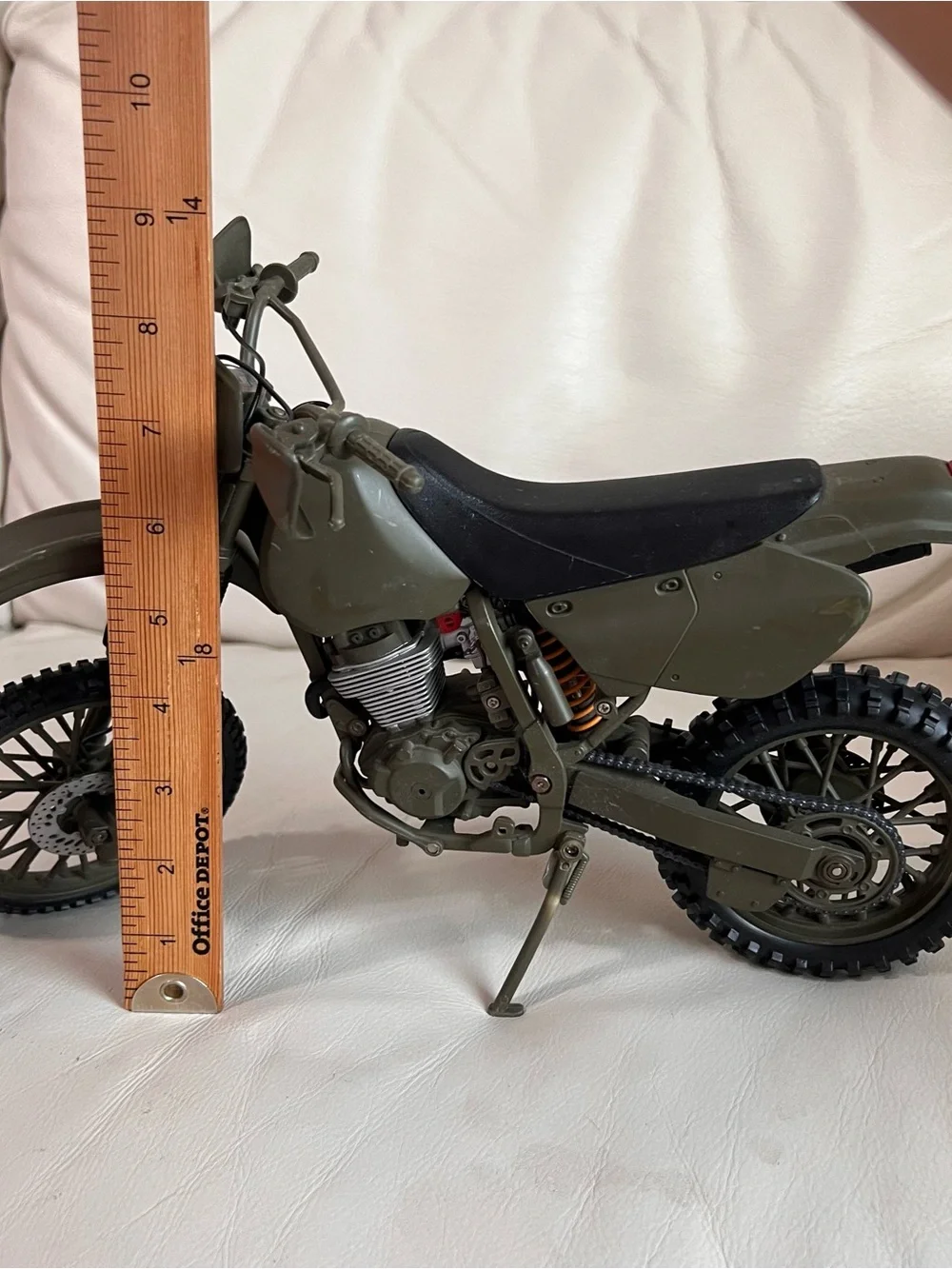 Olive Green Motorcycle Dirt Bike Realistic Ride-On Model